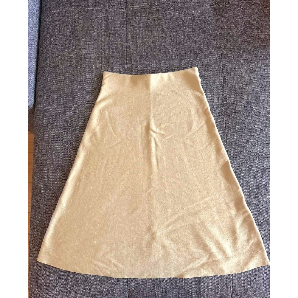 COS Colorblock Wool Blend Cream Butter Yellow Sweater Midi Skirt, EU S